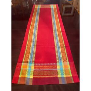 French Provincial Table Runner - Jacquard Red Rust Gold new